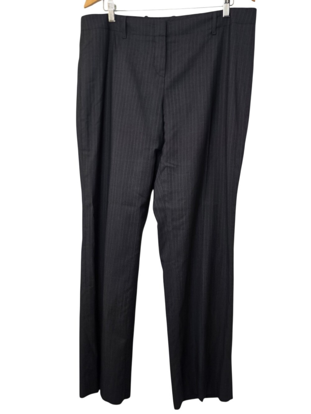 Hugo Boss Gray Pinstripe Straight Leg Trousers Women's Size 12 Career Officewear